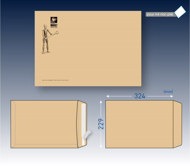 Boîte de 250 enveloppes kraft brun C4 229x324 90 g/m² fenêtre